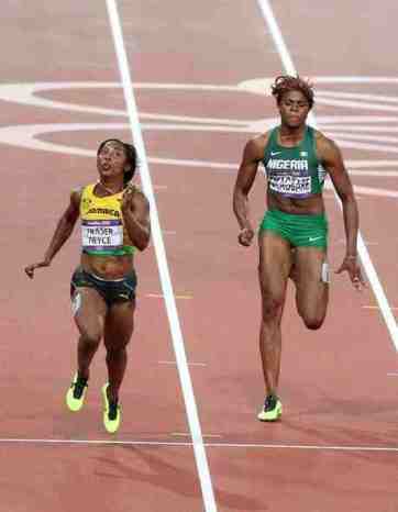 5'0 Fraser Pryce Olympic Womens 100m Champion beating 5'11 Nigerian Blessing Ogkabre. Look at the physical development somatype of raser Pryce with larger glutes and quads which may be a result of genetics giving more advantage than height in the short sprints.